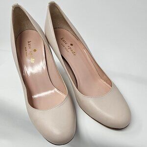 Kate Spade Creamy Beige Leather Round Toe Pump, Size 5 1/2US (Wide Width)